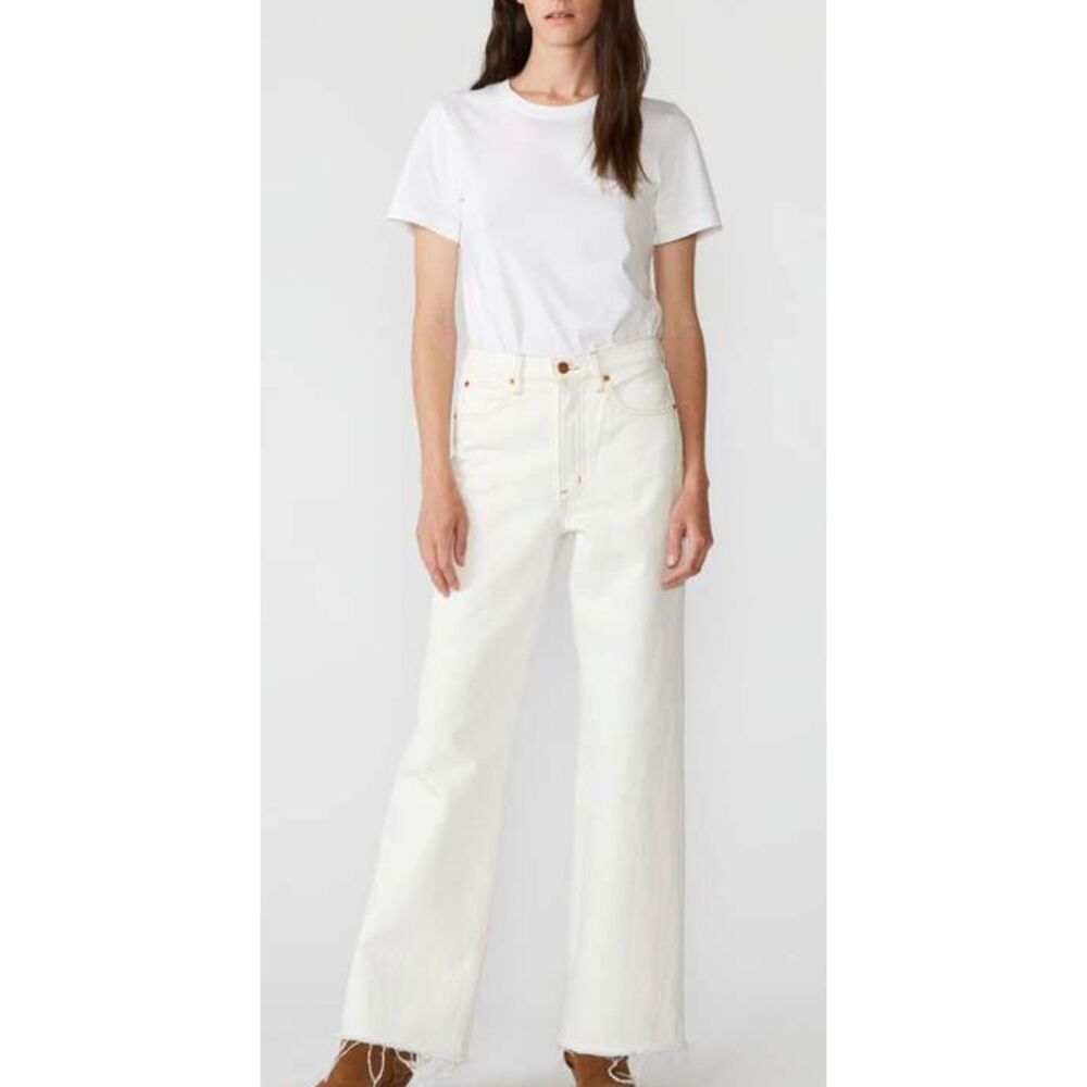 SLVRLAKE Grace High-Rise Wide Leg Jeans Natural White Size 27 New